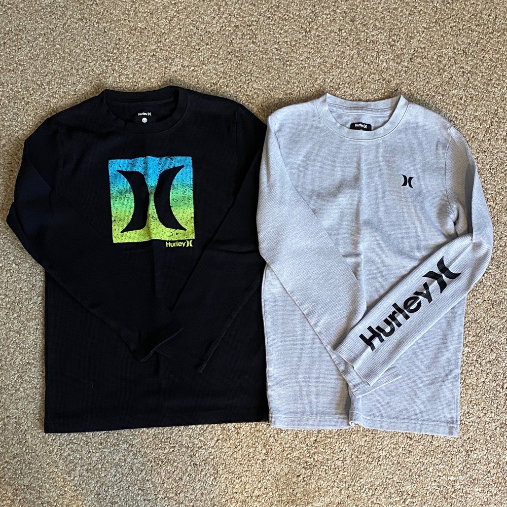 Hurley Black and Gray Long Sleeve Tees